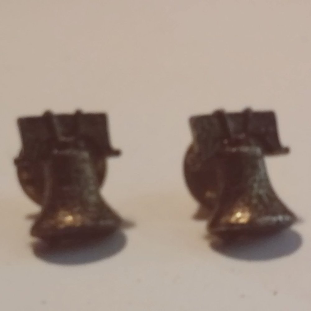 Liberty Bell Pins or Tie Tacks ( 2 Total ) Bronze Color 5/8" x 1/2"